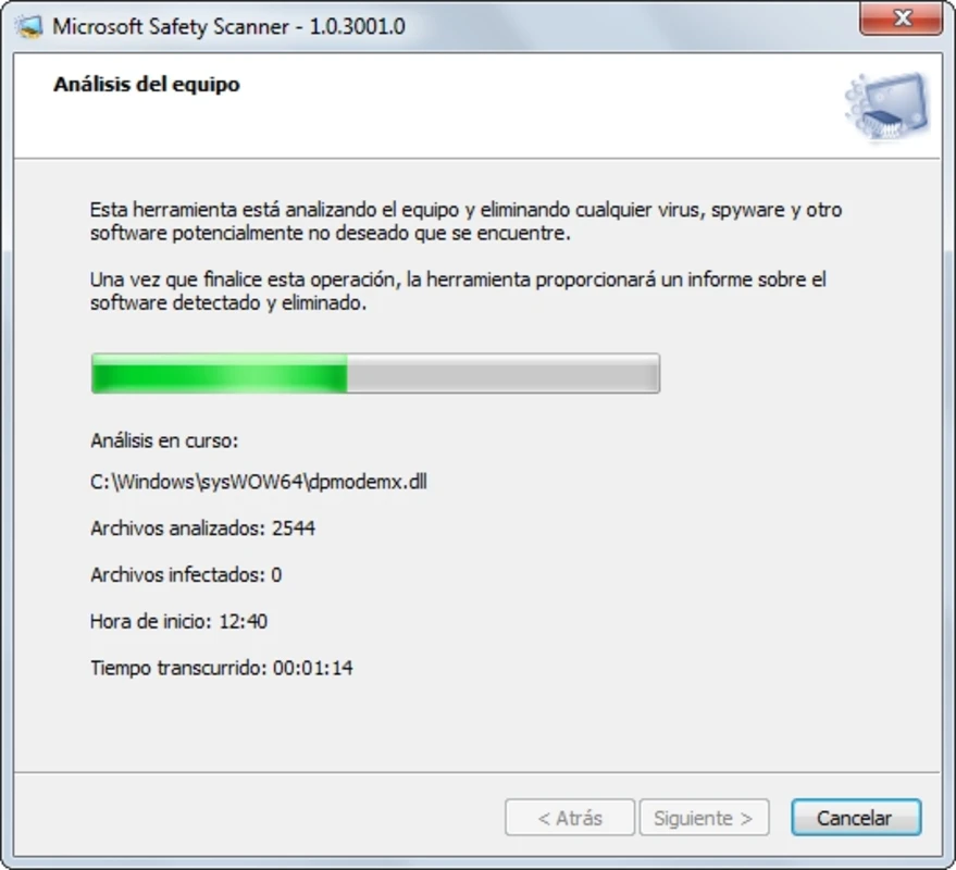 Microsoft Safety Scanner detecting and removing malware during full system scan