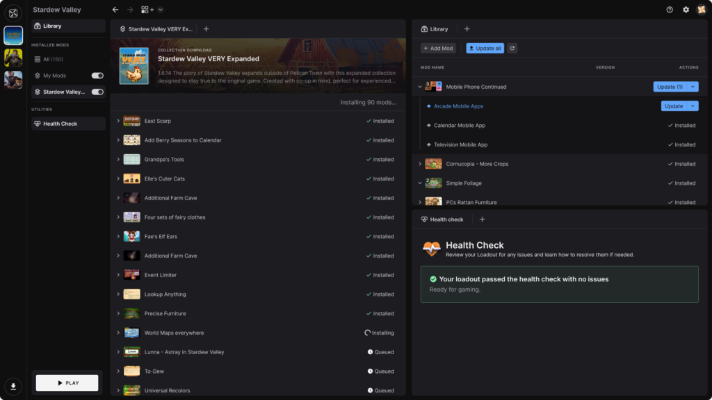 Nexus Mod App showing mod installation window
