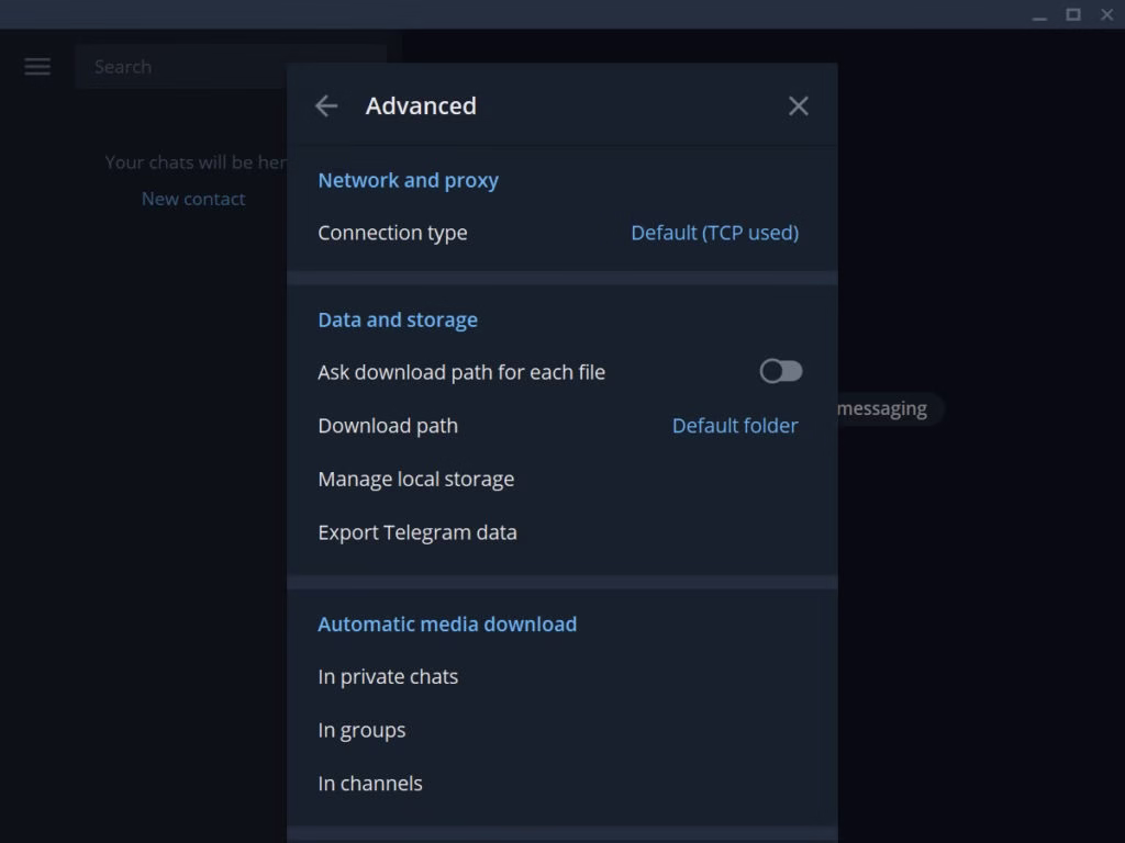 Telegram Desktop settings and customization