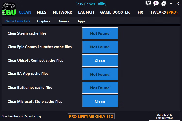 cleanup tool of Easy Gamer Utility removing temporary files