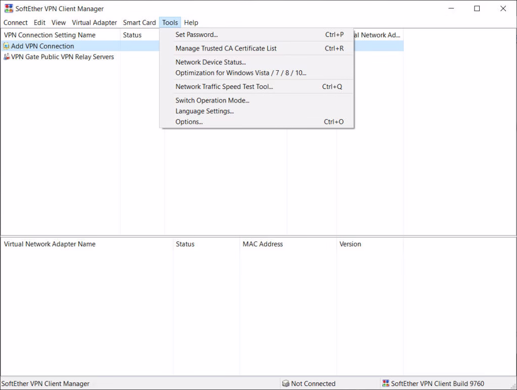VPN Gate Client Plug-in connection details window