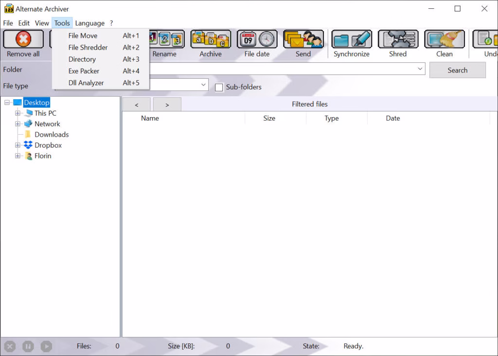 Alternate Archiver auto-sorting files into folders based on date and type