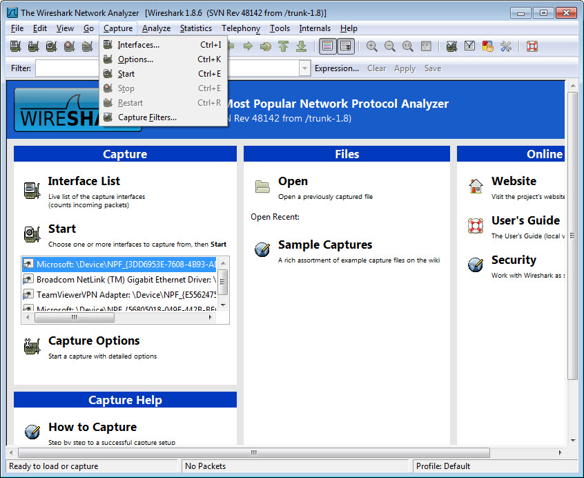 packet details with filtering and color rules applied