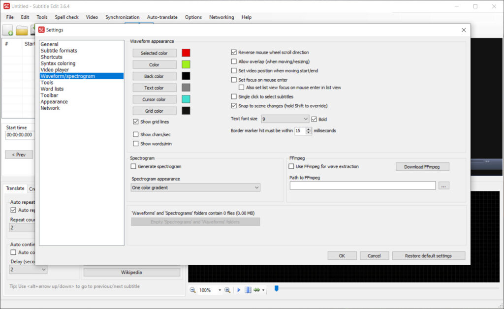 Subtitle Edit translation window with DeepL integration