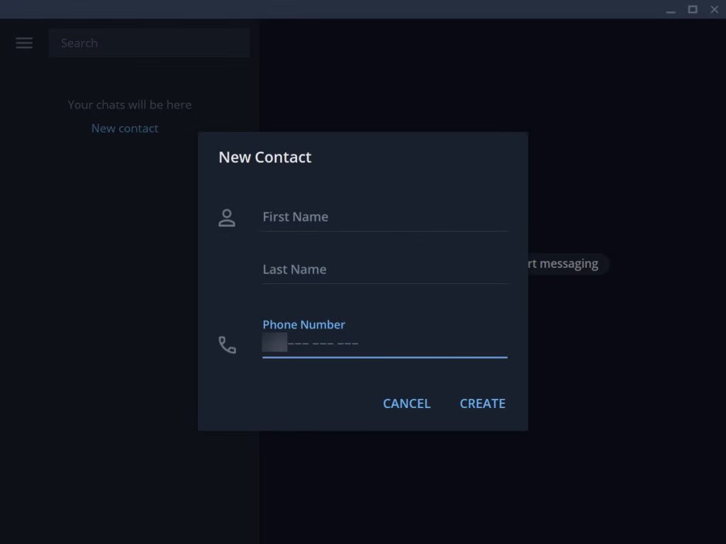 Telegram Desktop chat window on Windows