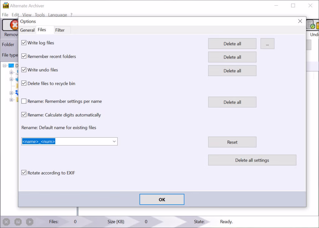 Batch file renaming using Alternate Archiver on Windows