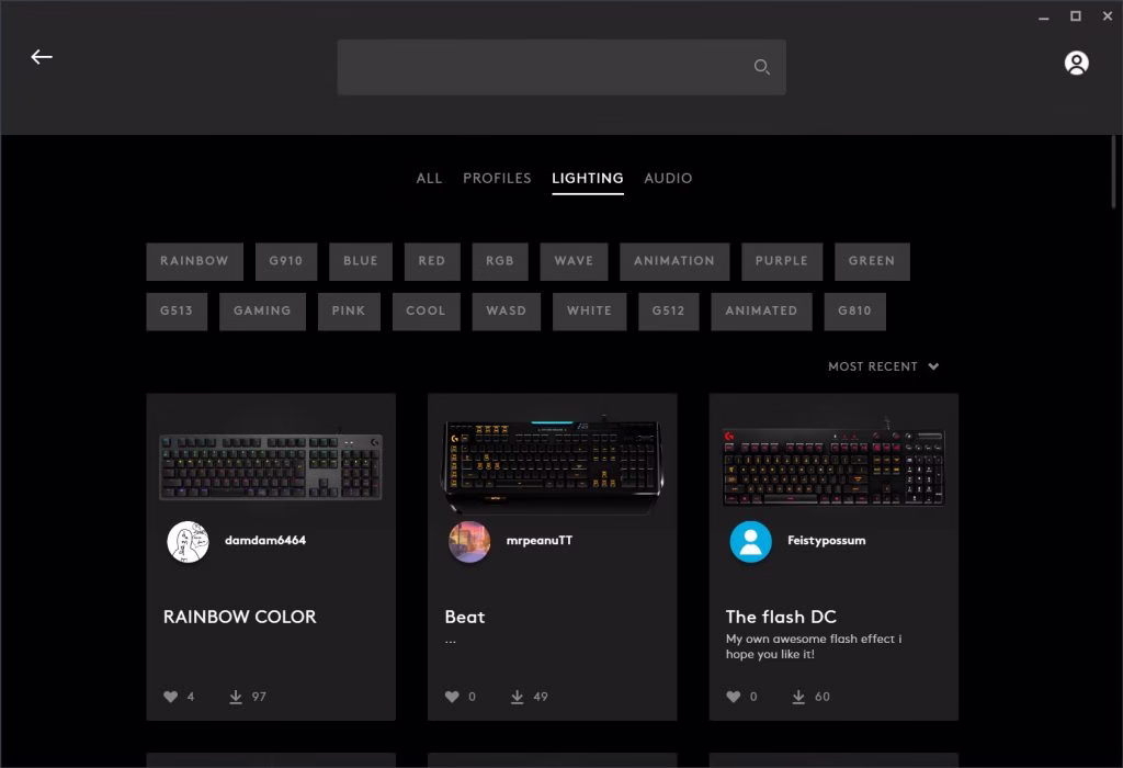 Logitech G HUB mouse DPI customization scree