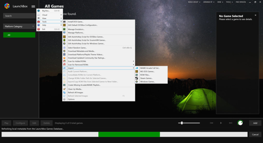 LaunchBox interface showing an organized gaming library
