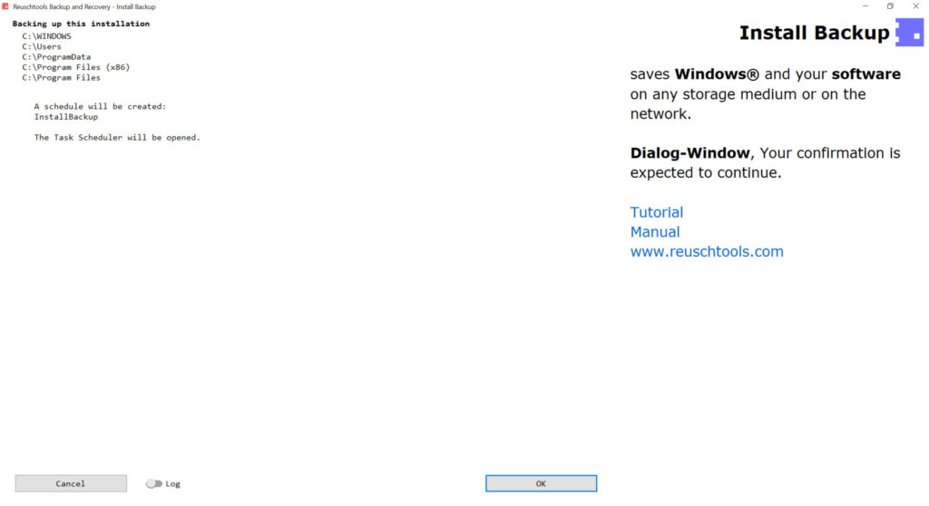 Reuschtools interface showing backup and restore options