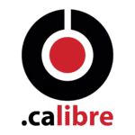 Calibre logo with open book design.