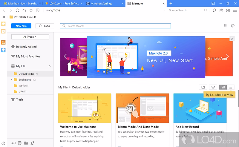 Maxthon split-screen browsing feature.