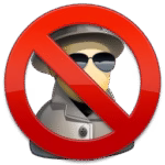 SUPERAntiSpyware logo featuring a spy character with a red prohibition sign