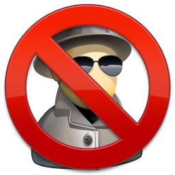 SUPERAntiSpyware logo featuring a spy character with a red prohibition sign