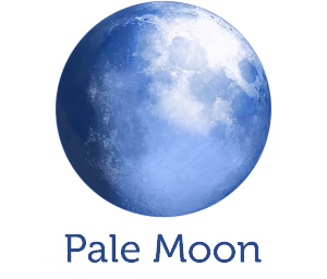 Pale Moon web browser displaying home screen with tabs and classic menu bar