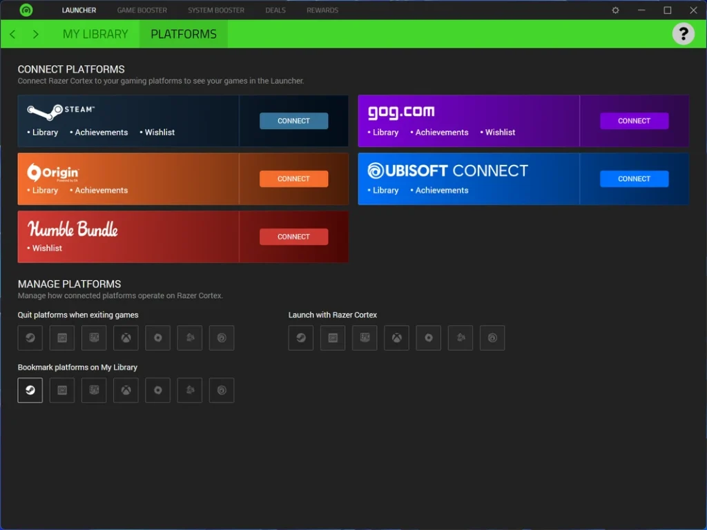 Cortex settings and performance monitoring tab