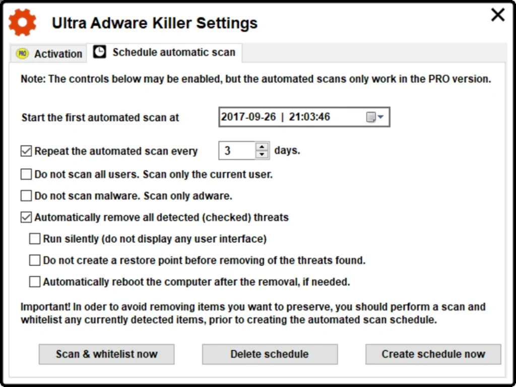 Adware Killer scan results showing detected adware and PUPs