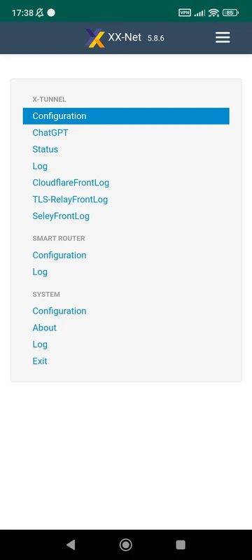 proxy settings configuration window