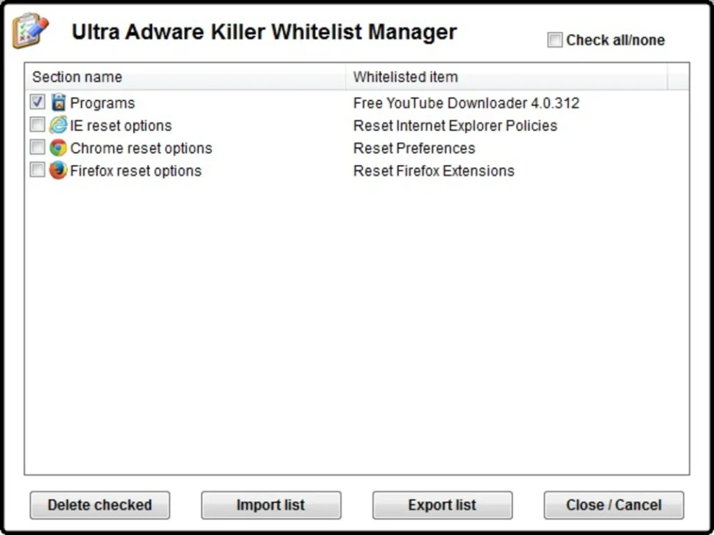 Ultra Adware Killer main dashboard and scan options