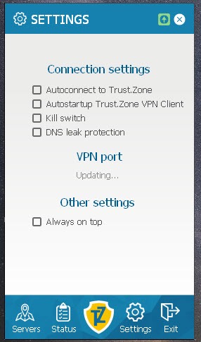 VPN settings and customization options