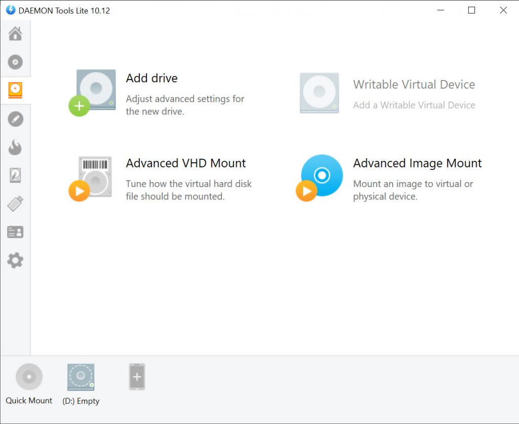 DAEMON Tools Lite settings panel for configuring emulation preferences