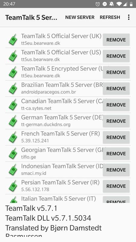 settings panel with audio and push-to-talk options