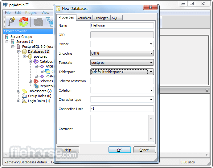 PostgreSQL pgAdmin interface managing databases