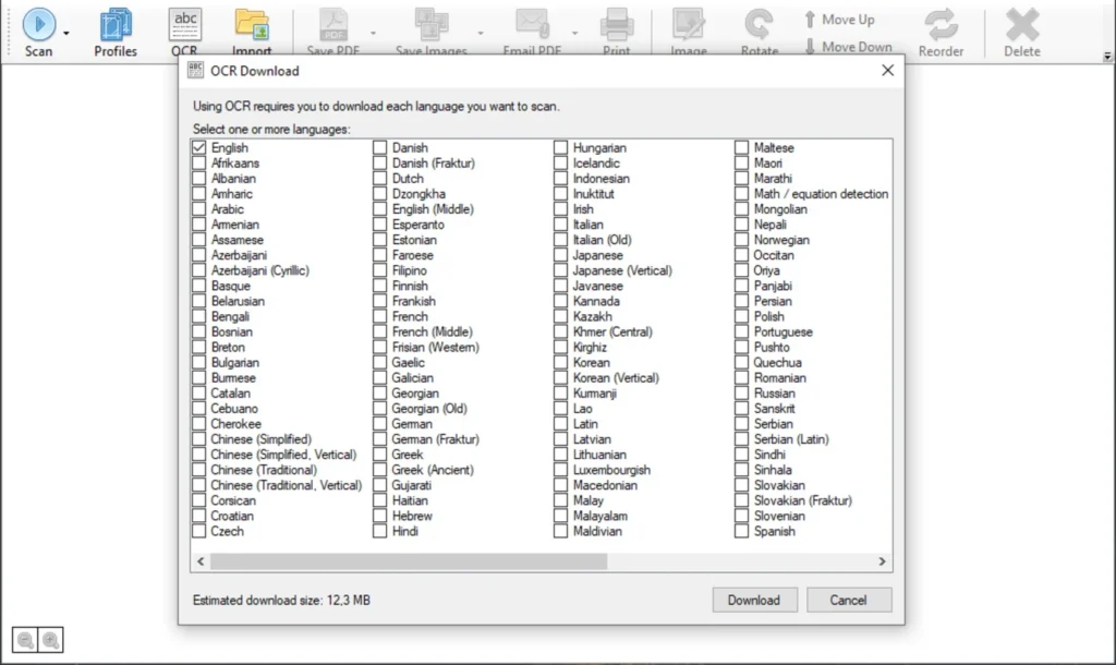 OCR text recognition feature in NAPS2 software