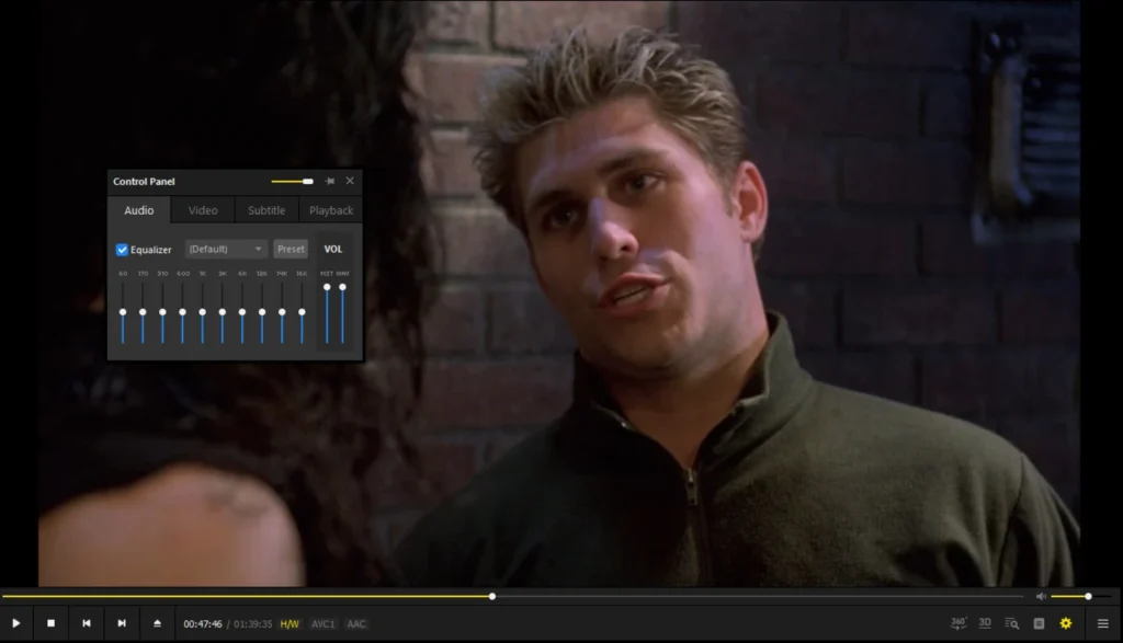 PotPlayer main window with video playing and dark mode enabled