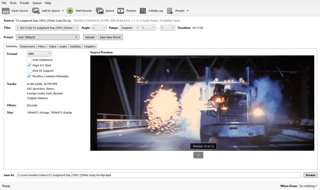 HandBrake batch processing and video compression features