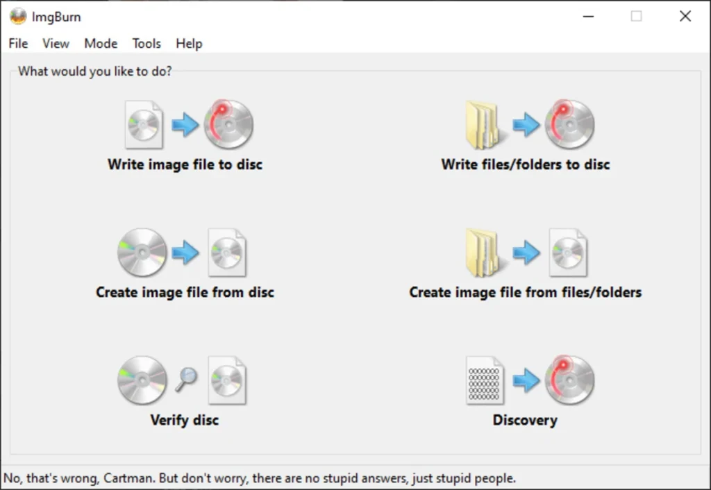 ImgBurn ISO image creation and write settings