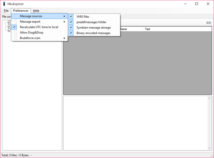 NbuExplorer extracting contacts and messages from Nokia NBU backup file